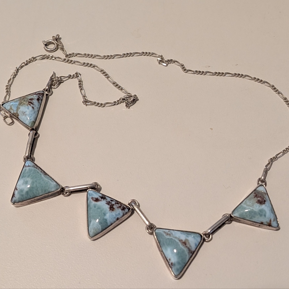 Silver and Turquoise Triangle Necklace